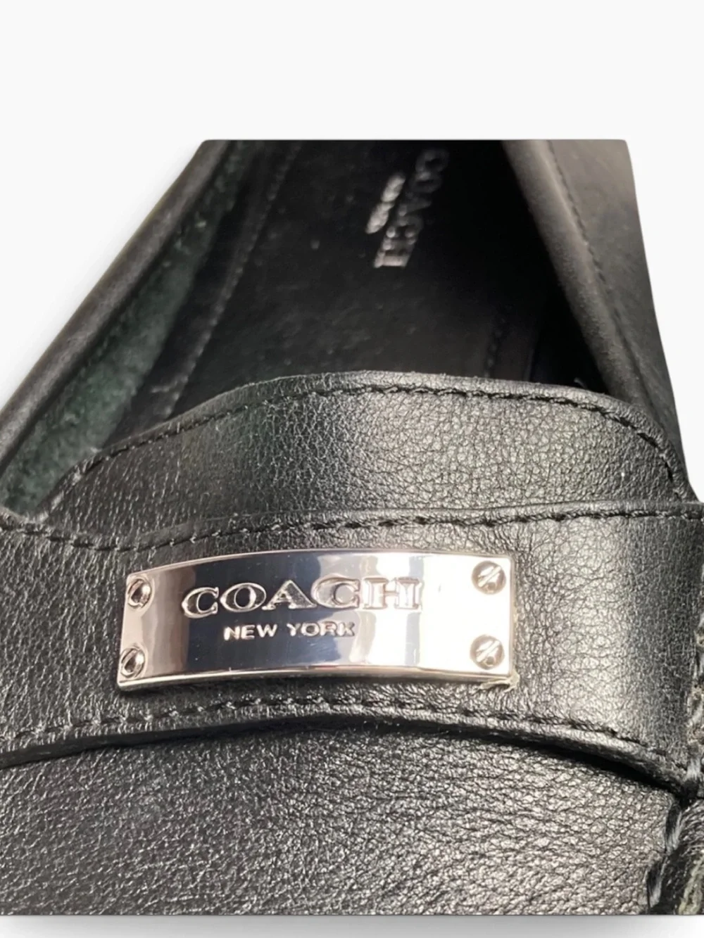 Coach Fredrica Black Pebbled Leather loafer flats size 8.5